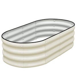 SnugNiture SnugNiture Galvanized Raised Garden Bed, 4x2x1ft Oval Metal Planter Box for Planting Outdoor Plants Vegetables