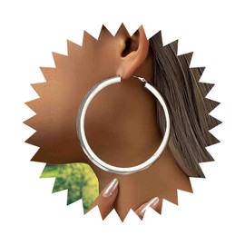 Allereya Boho Thick Large Hoop Earring Chunky Circle Hoop Huggie Earrings Silver Tube Hoop Earrings Pipe Hoop Earrings Circle Tube Earrings Jewelry for Women