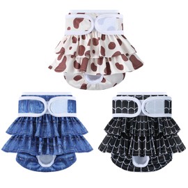 Reusable Dog Diapers Female 3 Pack Doggie Diapers for Period Heat Incontinence Puppy Training (Small, Animal Print)