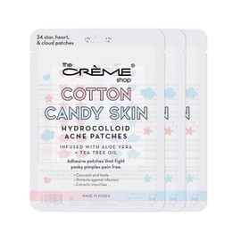 The Crème Shop parches de algodón para el acné hidrocoloide, puntos curativos del acné, pegatinas para el acné, parches para el tratamiento del acné con ácido salicílico y avellanado brujo – 3 tamaños, 72 parches