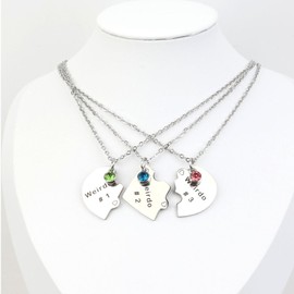 TISDA Heart Bff Necklace for 5, Best Friend Necklaces Set of 6, Weirdo 1 2 3 4 Sister Friendship Jewelry in Stainless Steel, 18.0 Inches, Stainless Steel, No Gemstone