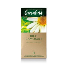 Greenfield Rich Camomile Herbal Flavoured Beverage Chamomile Cinnamon Apple No Caffeine 25 Dual Chamber Bags with Labels in a Foil Bag (25 x 1.5g) 37.5g