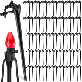 Christmas Light Stakes Universal Yard Lawn Holiday Light Stakes for C7 C9 String Lights, 7.5 inches Ground Stakes for Christmas Outdoor Lights Holders on Yards, Driveways, Pathways (Black,60 Pieces)