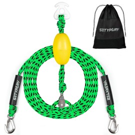 SETYPARY Boat Tow Harness for Tubing, Self Centering Tow Harness for 1-4 Riders Towable Tubes, Floating Boat Tow Rope for Watersports (Green & Black)