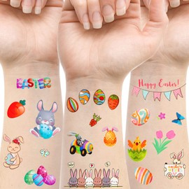 JUNEBRUSHS 20 Sheets Easter Temporary Tattoos Stickers for Kids Spring Body Temporary Tattoos for Easter Egg Fillers Party Favors Toys for Easter Decorations Game Prizes Gifts Baskets Fillers Supplies