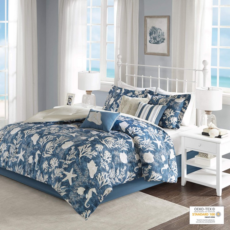 Madison Park Cape Cod Comforter Set, Queen(90"x90"), Blue