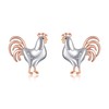 URONE Chicken Earrings Silver 925 Chicken Chick Rooster Stud Earrings