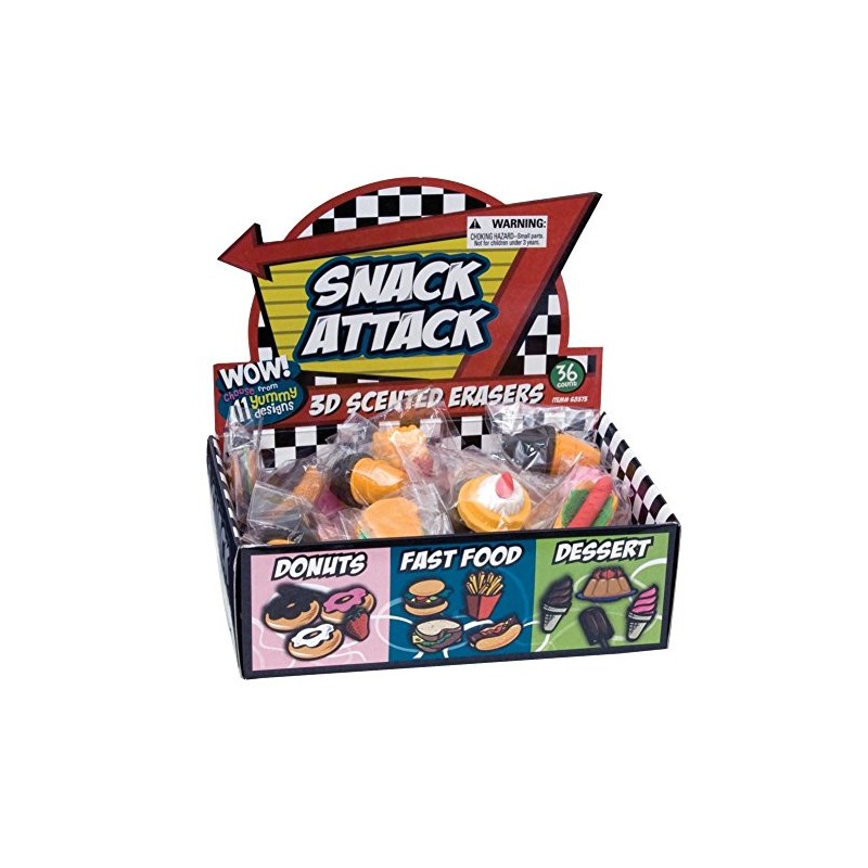 Raymond Geddes Snack Attack 3D Scented Eraser Display, 36 Pack