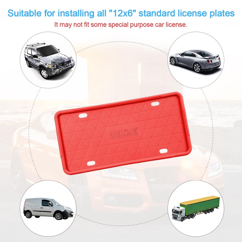YALOK Silicone License Plate Frame with Drainage Holes, Universal US