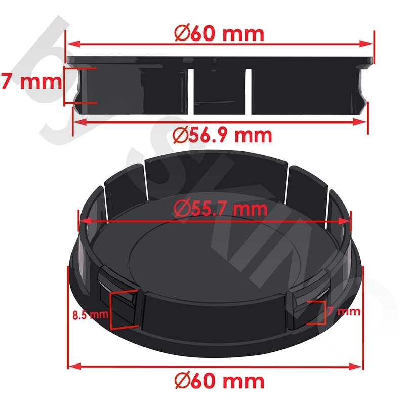 Biomar Labs® 4 x 60mm 3D Wheel Hub Centre Caps