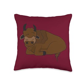 Kaisi Drawing,snooze,snooze,dream Sleep,dream Pajamas, Snooze Light Children, Bison Sleep Throw Pillow, 16x16, Multicolor