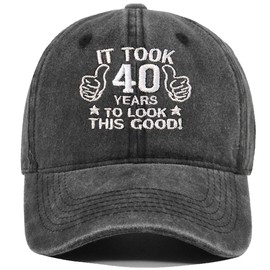 Vellsenne Baseball Cap for Men Women Birthday Gifts for 40 Year Old Men Women Black