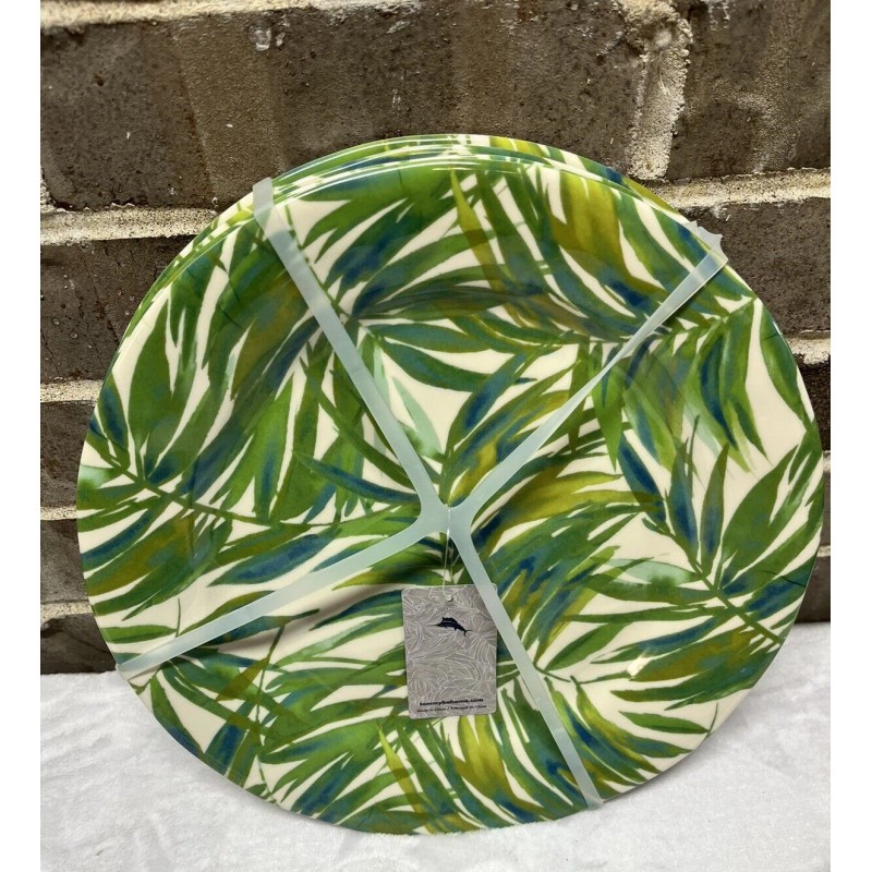 Tommy Bahama Green Blue Tropical Palm Leaves MELAMINE Dinner Plates