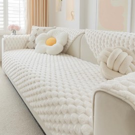 Awjcsv Couch Cover for Dogs Washable, Waterproof Couch Covers for 3 Cushion Couch Sofa Pet Friendly, Soft and Anti Slip (White, 1pc/36"x 63")