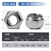 Wiewotsu 100 Pack 1/4"-20 Inch Lock Nuts, Premium Paterial Nylon