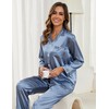GAESHOW Womens Pajamas Set Silk Long Sleeve Sleepwear Button Down