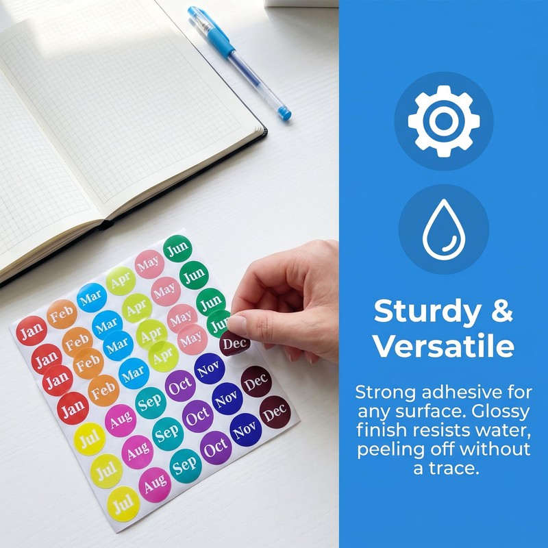 1800 Monthly Color Coding Labels, 12 Months of The Year