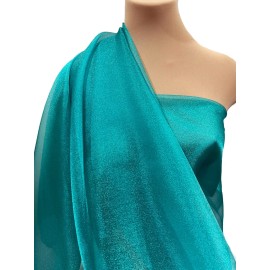 SPARKLE ORGANZA SHEER FABRIC PEACOCK/ BLUE 45" BTY , PAGEANT, FORMAL WEAR, CRAFT