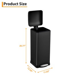 GarveeHome 8-Gallon Step-Open Trash Can with Soft-Close Lid, Modern, Minimalistic for Home, Kitchen, Laundry Room, Office, Bedroom, Bathroom, with Removable Inner Bucket, Black