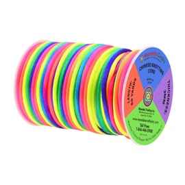 Mandala Crafts Nylon Satin Rattail Cord 3mm Rainbow String - 50 Yds for Bracelet Necklace Jewelry Making Macrame Trim