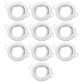 lighteu, 10x Flush-Mounted Spotlight Aluminium Frame, recessed GU10, MR16 (GU5.3) Fitting, Tilt Function, Ceiling Downlight Fitting, Holder (Socket) not Included, Frost White,
