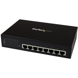 StarTech.com 8 Port Unmanaged Industrial Gigabit Power Over Ethernet Switch - 802.3af/at PoE+ Switch - Wall Mountable - PoE Network Switch (IES81000POE),Black
