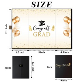 2025 Graduation Guest Book - Black Gold Congratulations Graduates Alternative Signature Book, 12x9 Inch Signing Board for Graduation Parties, High School & College Graduation Gifts for Men Women