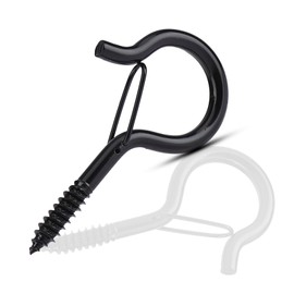 Pack of 4 Screw Hooks M8 Black, Hooks for Screwing Ceiling Hooks Heavy Duty with Screws, Screw Hooks with Safety for Hammocks, Awnings, Hanging Chairs, Rocking Chairs, Fixed Cable, Hanging Basket