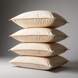 100% Egyptian Cotton Pillowcases - 200 Thread Count, Super Soft & Durable, Standard Size (50cm x 75cm), Pack of 4, Breathable & Easy Care, Envelope Closure (Cream)