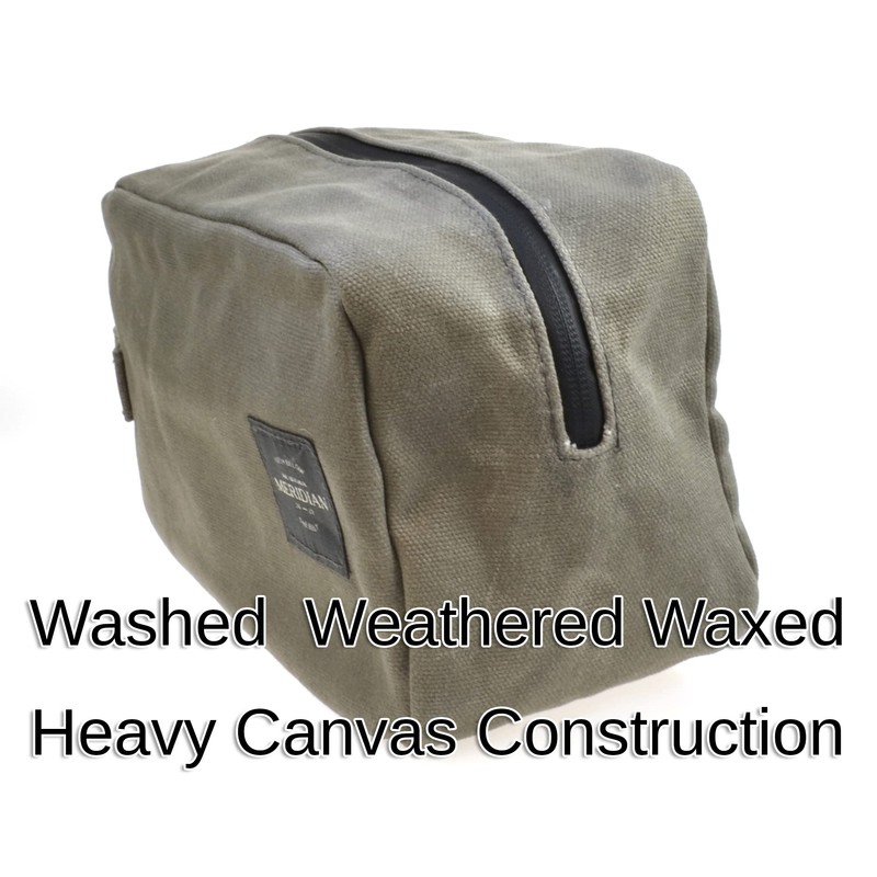 Meridian to-Go Mens Toiletries Wash Bag Khaki Heavy Waxed Canvas