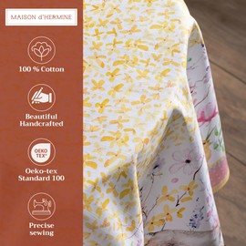 Maison d'Hermine Table Cloth Round Table 100% Cotton Tablecloth for Dining Room, Farmhouse, Home, Hotel, Parties & Wedding - Ideal for Easter Decorations Spring & Summer (Easter Zest, 63" Round)