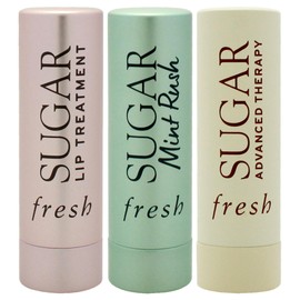 Tint, Mint and Treat Lip Kit by Fresh for Women - 3 Pc 0.07oz Sugar Lip Treatment - Rose, 0.07oz Sugar Freshening Lip Treatment - Mint Rush, 0.07oz Sugar Advanced Therapy Treatment Lip Balm