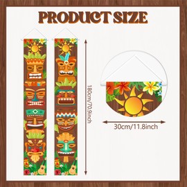 Hawaiian Luau Porch Banner Tropical Moana Birthday Party Decorations Outdoor, Tiki Totem Door Porch Sign for Aloha Hawaii Luau, Tiki Decorations Outdoor Wall Hanging Supplies