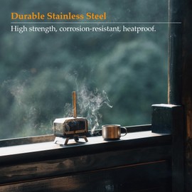 GOOUT SPRINGHILL Incense Burner & Mini Portable Stove - Compact Foldable with Detachable Ash Catcher, 3.9x2.4x6.5 Inch Stainless Steel, Silver