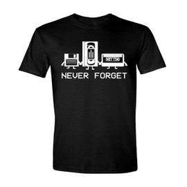 Never Forget Funny T Shirt for Men, Audio Cassette Adult Humor Mens Graphic Novelty Sarcastic T-Shirt Black Medium