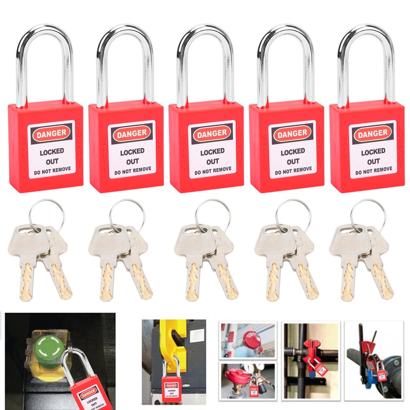 5 Sets 38mm Lockout Lock Insulation LOTO Nylon PA Steel