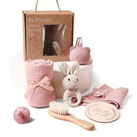 IEATFO Baby Gift Set for Newborn New Baby Gift Set - Newborn Baby Essentials Baby Bath Set with Baby Blanket Baby Rattle - New Born Baby Girls Gift & Baby Boy Gifts for Baby Shower