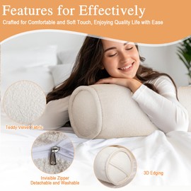 Konelia Body Pillows for Adults Neck roll Pillow for Sleeping Bolster Bed Pillow Decorative Cervical Long Pillow Cylinder Pillows for Knee Leg Neck (Cream, 47.2"x7.9")