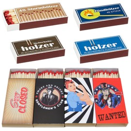 jameitop® 🔥 8 x 45 Boxes of Matchboxes, 10 cm Vintage Advertising Storm Wood Retro Nostalgia Matches