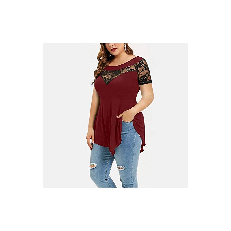 Chvity Plus Size Tunic Tops for Women Crewneck Casual Short