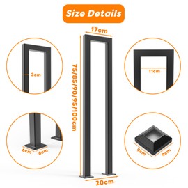 MissYolo U-Shaped Staircase Handrails for Outdoor & Indoor Steps, Industrial Hand Rail Floor Mounted, Non-Slip Wrought Iron Railing for Porch, Loft, Corridor, Garden (Height: 39.4in) (1 Piece/Set)