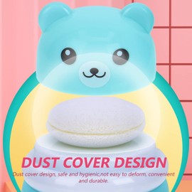 OSALADI Botella de polvo para bebé: caja de polvo de oso de dibujos animados, caja de polvo suelta para bebés con abullonado, recipiente de polvo de talco, dispensador de polvo portátil para niños (azul)