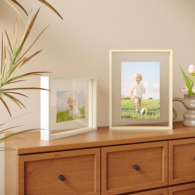 Egofine 11x14 Floating Frames Set of 2, Double Plexiglass Picture