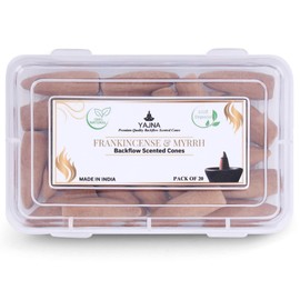 Yajna Frankincense-and-Myrrh-100%-Natural-Incense-Backflow-Cones-for-Waterfall Handmade-Organic-Chemicals-Free for-Purification-Relaxation-Positivity-Meditation The-Best-scents-20-Count