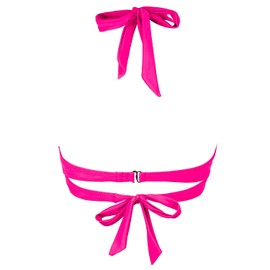 Balasami - Traje de baño para mujer, estilo clásico de los años 50, con nudo en la espalda, con acolchado suave, moldeado, parte superior de bikini, Z Rosa Rojo, 14