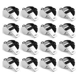 16-Pack Stainless Steel Sports Whistles with Lanyard,Clear Sound Whistles Great ,Very Loud Crisp,for Adults,Teachers, Officials, Personal Defense, Coaches,Referees, Survival Kits & Outdoor Safety