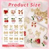 Tatiwoo 18 Styles Gold Bows Nail Charms, Cherry Heart Bow