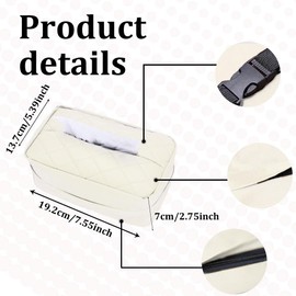 HEVLE Car Tissue Holder, PU Leather Tissues Box, Car Backseat Extra Large Rectangle Napkin Holder Fits for 120-230 Kleenex Tissues Per Box, Universal Car Interior Accessories for Most Car