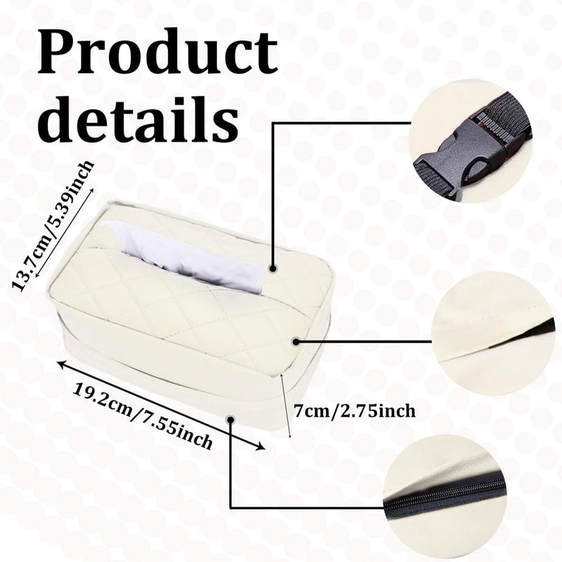 HEVLE Car Tissue Holder, PU Leather Tissues Box, Car Backseat