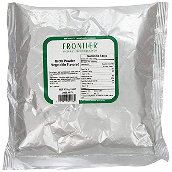 Frontier Broth Powder, Vegetable Flavored, 16 Ounce Bag
